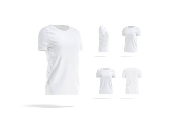 istock Blank white women t-shirt mockup, different views 1282332325
