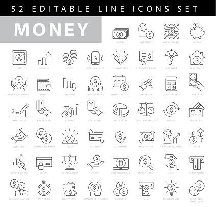 Money Editable Stroke Line Icons