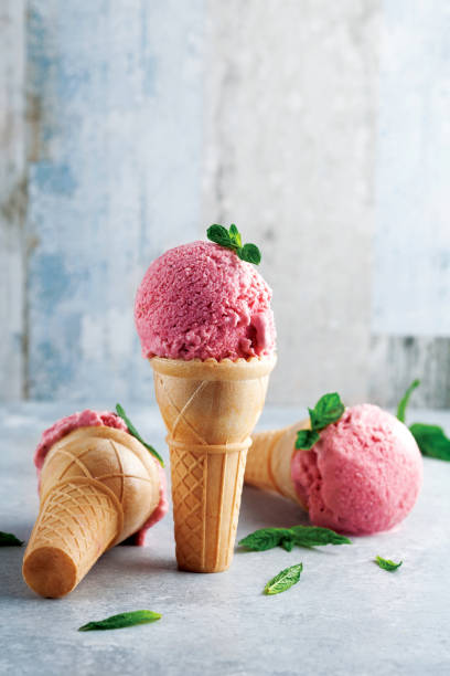 istock Ice cream, Ice Cream with ice cream cone,  Strawberry Ice Cream Cone 1282334171