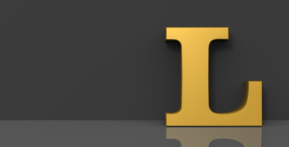 L letter golden sign 3d alphabet text capital letter