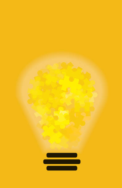Brainstorming, successful problem solution. Business, intelligent innovation, Idea and creativity concept with puzzle in shape of Light bulb. Think outside of a box. Copy space, flat design vector illustration. Idea and creativity concept with puzzle in shape of Light bulb. Light bulb icon. Successful problem solution, brainstorming, Business idea, intelligent innovation. Think outside the box. Copy space, flat design vector illustration. serbia and montenegro stock illustrations