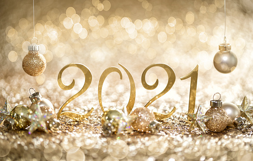 New Year's Celebration 2021 on Gold Background
