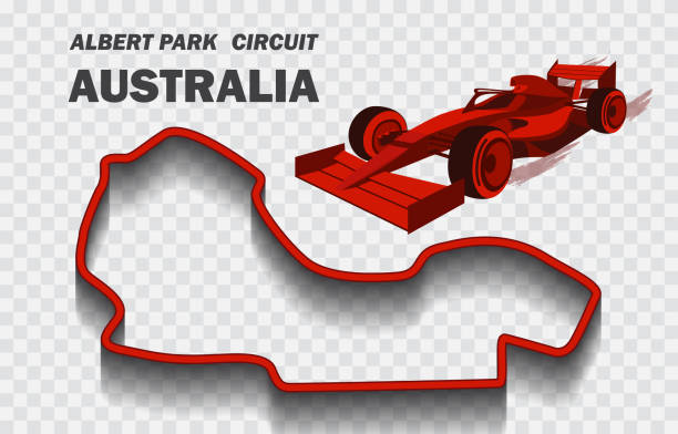 ilustrações de stock, clip art, desenhos animados e ícones de australian grand prix race track for open-wheel single-seater racing car or open-wheel single-seater racing car. detailed racetrack or national circuit - grand atlas