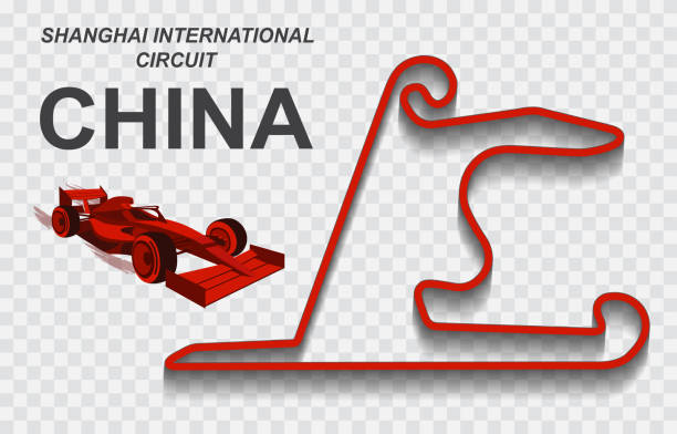ilustrações, clipart, desenhos animados e ícones de pista de corrida do grande prêmio da china para a fórmula 1 ou f1. pista de corrida detalhada ou circuito nacional - grand prix