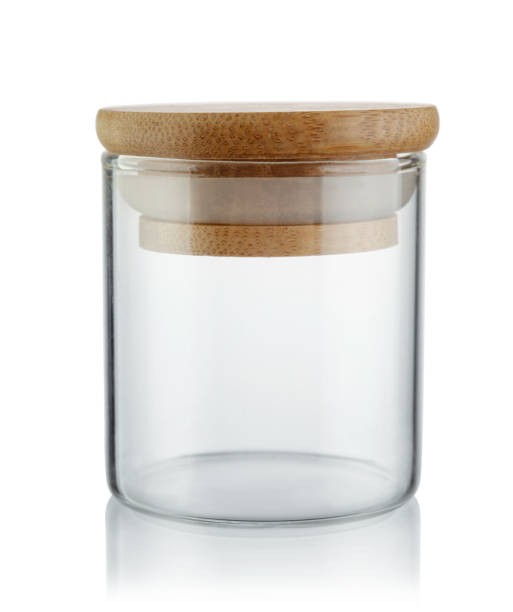 istock Kitchen jar with wood lid isolated on white. 1282342276