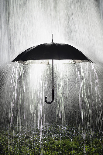 Bad weather. women feel depress in the rain