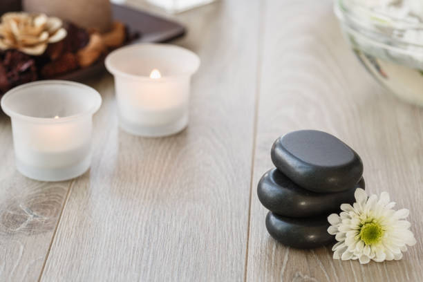 istock Candles are ready for your Lastone therapy massage 1282342361