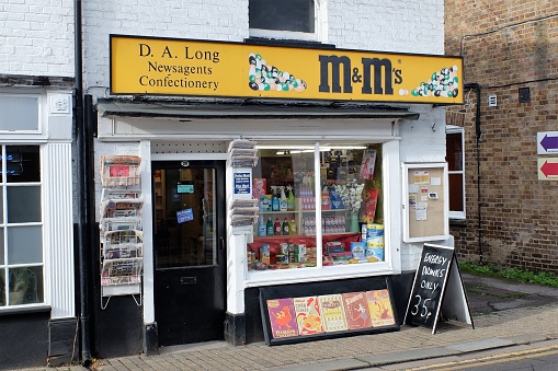 Rickmansworth, Hertfordshire, England, UK - October 26th 2020: D.A. Long newsagents and confectionery, 26 Church Street, Rickmansworth