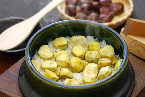 istock chestnut rice (kuri gohan) is a traditional Japanese fall rice recipe. 1282345107