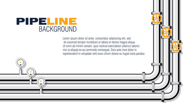 Gas pipeline vector background in flat style. 16:9 Aspect Ratio. vector art illustration