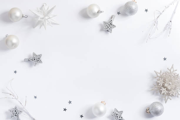 istock Christmas white background with gift boxes and decorations 1282346200