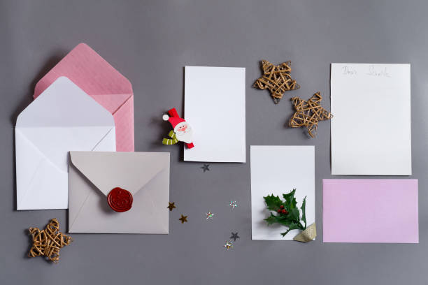 istock Christmas mockup cards with envelopes and holiday decoration. 1282347023