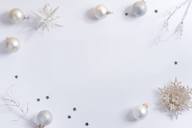 istock Christmas white background with gift boxes and decorations 1282347754