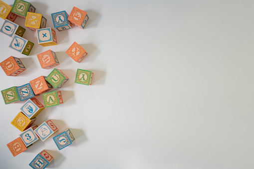 wood blocks on white background with copy space in Washington, DC, United States