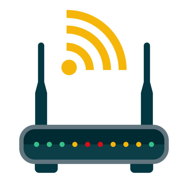 Router Icon on Transparent Background A flat design icon on a transparent background (can be placed onto any colored background). File is built in the CMYK color space for optimal printing. Color swatches are global so it’s easy to change colors across the document. No transparencies, blends or gradients used. router vector stock illustrations