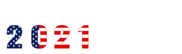 istock Happy new year 2021 in America. Banner design on white background.Illustration.Copy space for text. 1282353784