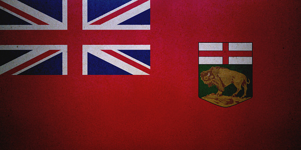 Flag of Manitoba (Canada) printed on a paper sheet.