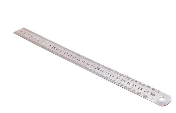 30 centimeters iron ruler on white background isolated stock photo