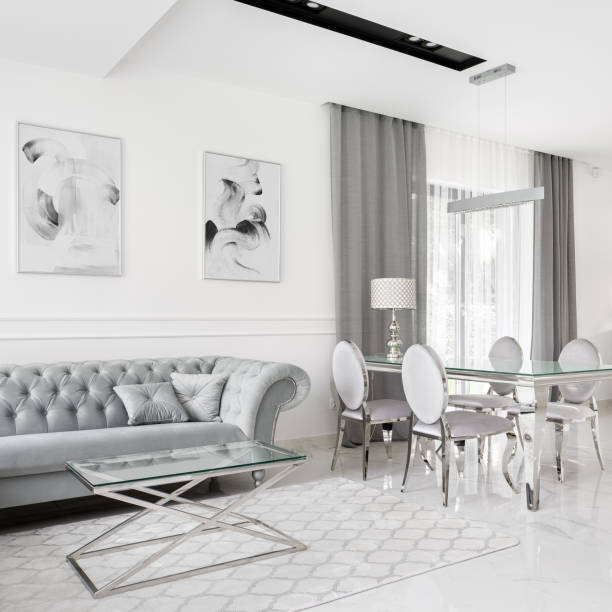 istock Exclusive white and silver living room 1282358941