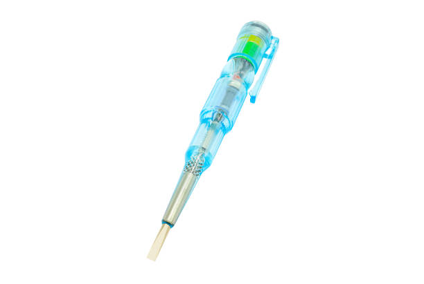 Screwdriver indicator for checking the presence of AC voltage isolated on a white background
