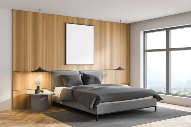istock White and wooden bedroom corner with poster 1282362564
