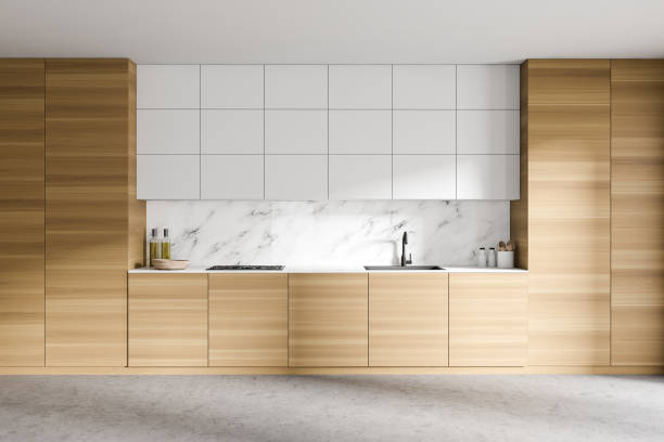istock White and wooden kitchen with cupboards 1282364968