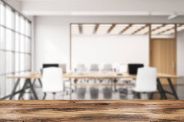istock Table in white open space office and meeting room 1282366339