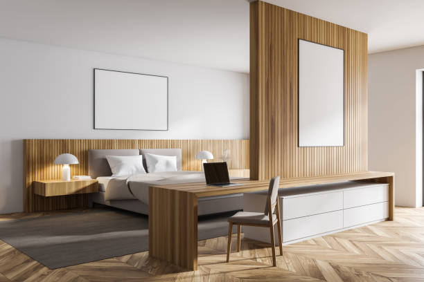 istock White bedroom corner with home office 1282366753