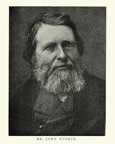 Vintage photograph of John Ruskin the leading English art critic of the Victorian era, as well as an art patron, draughtsman, watercolourist, philosopher, prominent social thinker and philanthropist.