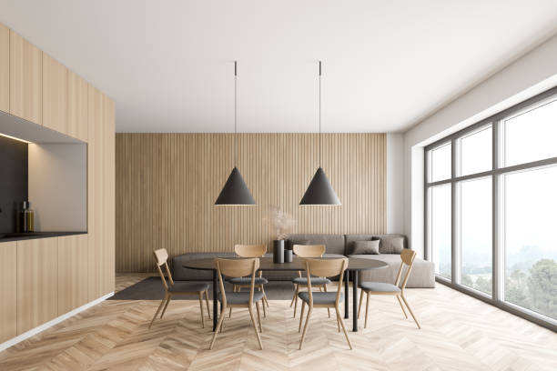 istock Wooden living room with table 1282367634