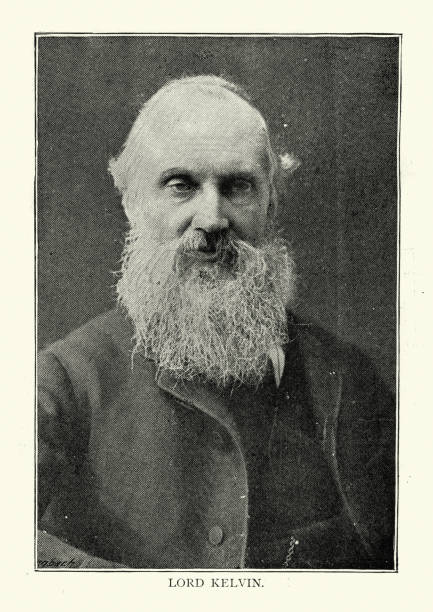 William Thomson, Lord Kelvin, Victorian British mathematical physicist and engineer Vintage photograph of William Thomson, Lord Kelvin, a British mathematical physicist and engineer born in Belfast. Professor of Natural Philosophy at the University of Glasgow for 53 years beard photos stock pictures, royalty-free photos & images