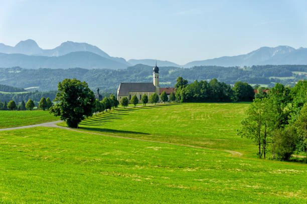 View of the Pilgrimage Church Wilparting in the Irschenberg, Bavaria, Germany