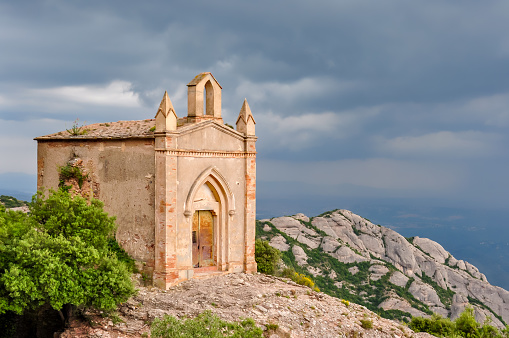 Small chapel in Montserrat Mountains near Barcelona, Spain