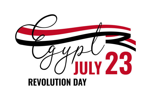 23 lipca dzień rewolucji egipskiej. egipskie święto narodowe kartka z życzeniami, plakat, szablon baner z machającą flagą na białym tle. ilustracja wektorowa - egypt revolution protest egyptian culture stock illustrations
