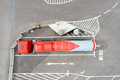 Aerial View of Tanker Truck on Highway Truck Stop, Safety Rules