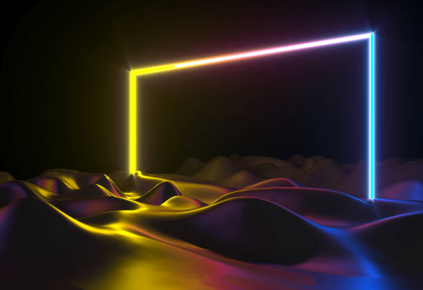 istock Abstract neon shapes hologram led laser portal 1282373304