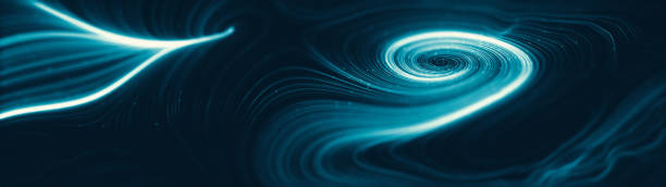 istock Abstract creative modern colorful ultra wide background. Neon glowing twisted cosmic lines. Beautiful swirls, bright turbulence curls. Smooth astronomy vortex structure. 3d rendering 1282374033
