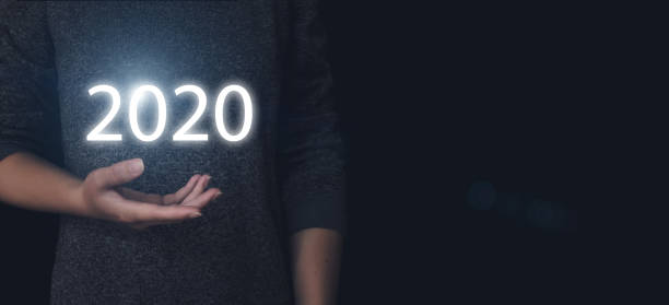 istock 2020 concept. Hand hold virtual gologram 2020 year. New technology and innovation development. 1282374176