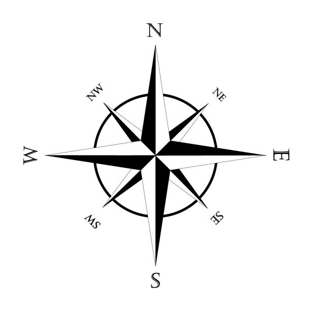 illustrations, cliparts, dessins animés et icônes de icône de rose de vent - compass coordination south north