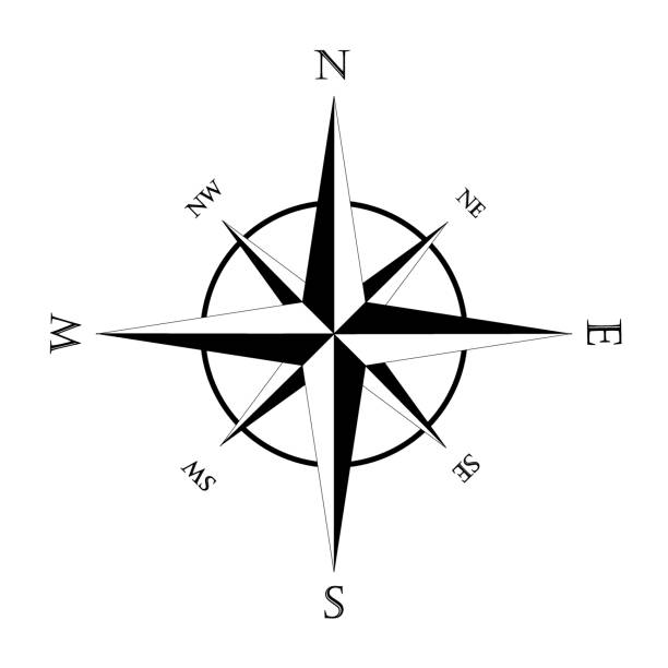 ilustrações de stock, clip art, desenhos animados e ícones de wind rose icon - compass symbol direction guide