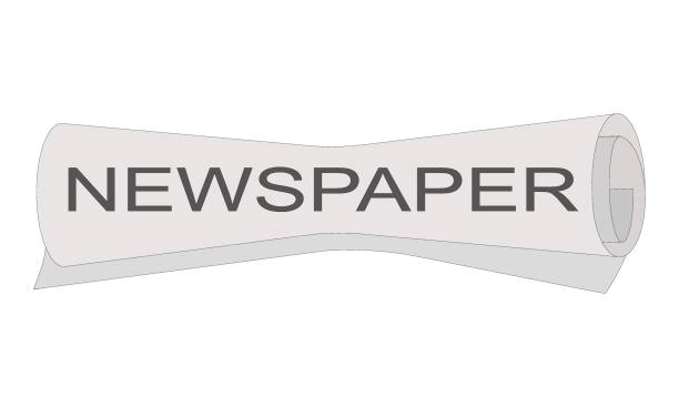 ilustrações de stock, clip art, desenhos animados e ícones de roll of newspaper with newspaper headline - tabloid newspaper rolled up journalist