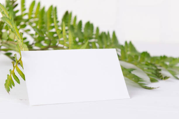 istock Greenery empty card mock up for wedding invitation, greeting card, place card 1282375557