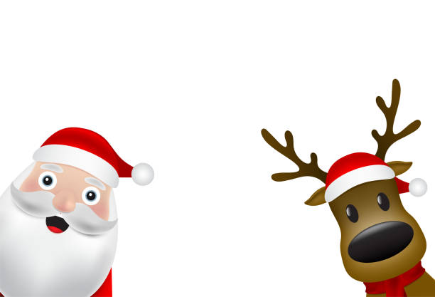 istock Christmas Santa claus and reindeer close up on a white background. Vector illustration for a festive design 1282376775