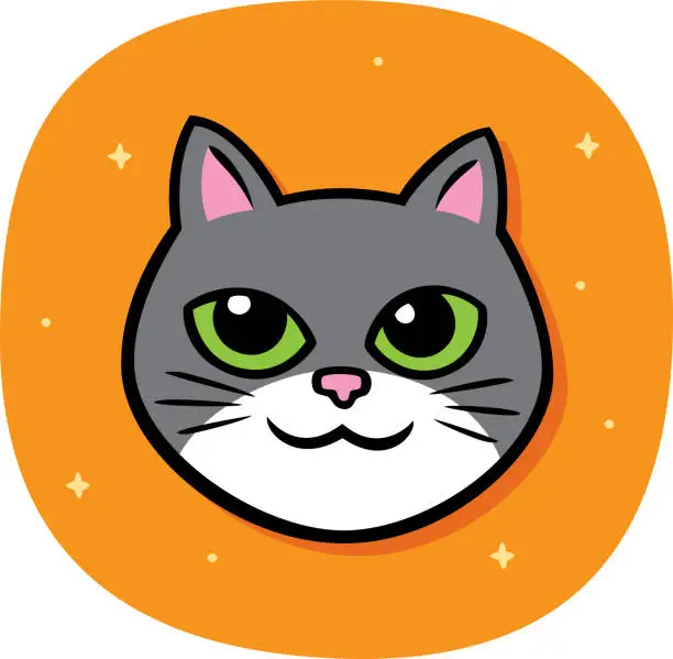 Vector illustration of Kitty Face Doodle