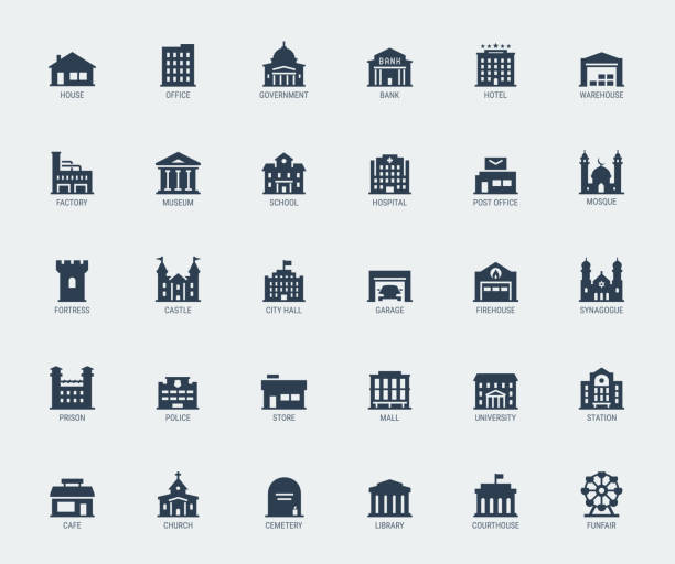 Government and City Buildings Vector Icon Set Government and City Buildings Vector Icon Set government silhouettes stock illustrations
