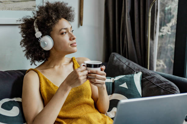 istock A mixed race woman is working from home on a laptop 1282378805