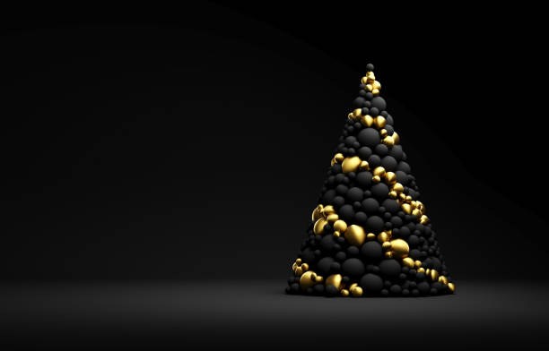 istock Christmas minimalistic greeting postcard background with christmas trees on colorful background. 3D rendering 1282379010