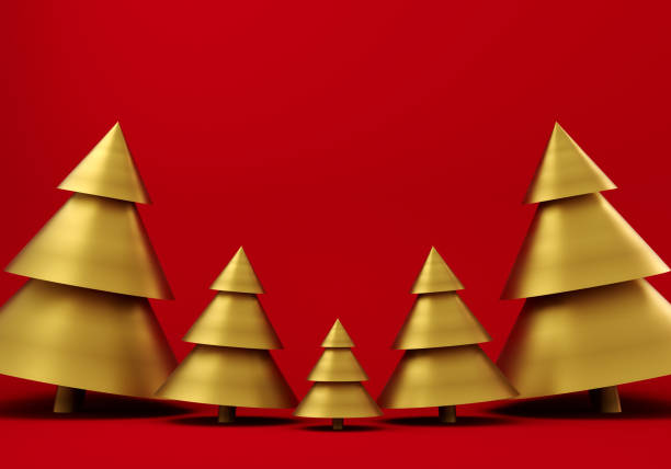 istock New year background. Colorful minimal 3d illustration. Christmas tree 1282379038