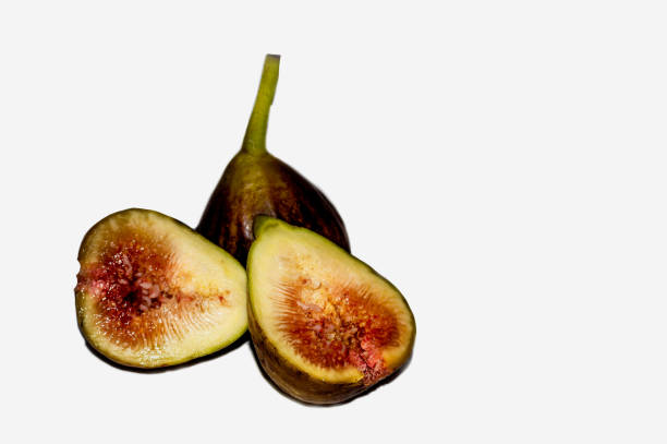 Subject: A row of figs isolated on a white border, designed to be used as a border with copy space above or below