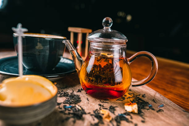 té de hierbas - ginger tea cup cold and flu tea fotografías e imágenes de stock